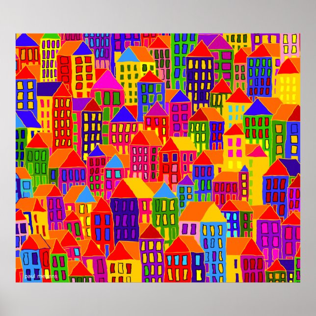 Grande affiche de la ville en jaune (Devant)