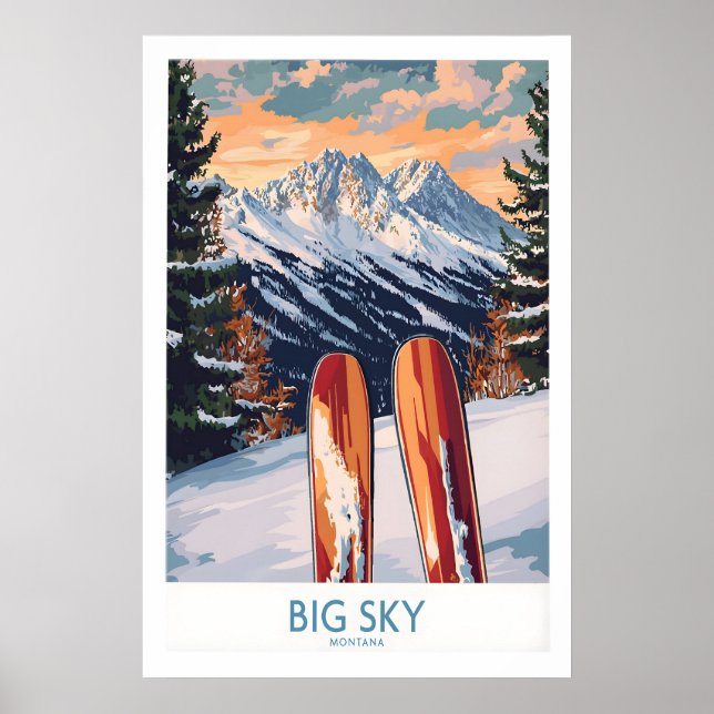 Grande affiche de ski d'art mural Big Sky 1 (Devant)