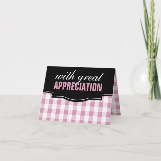 Grande Appréciation Rose En vichy Merci Cartes (Devant)