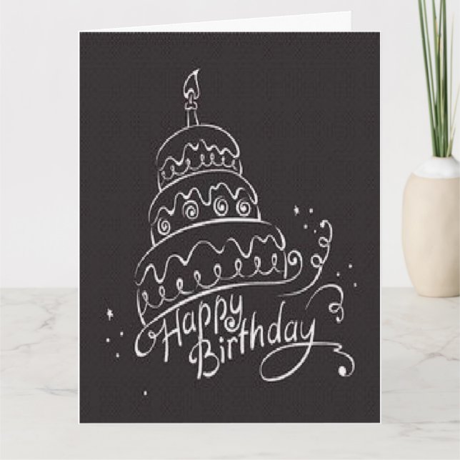 Grande belle carte noire de joyeux anniversaire (Devant)