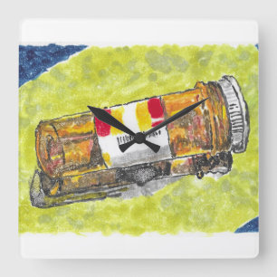 Grande bouteille de pilule aquarelle horloge mural