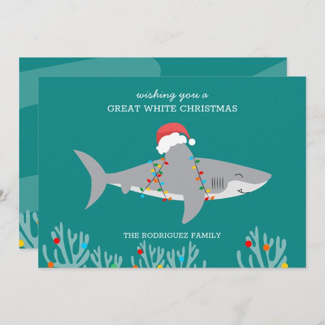Grande carte blanche à plat de requin de Noël (Devant / Derrière)