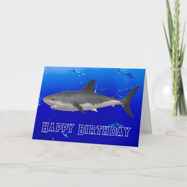 Grande carte d'anniversaire de requin blanc (Devant)
