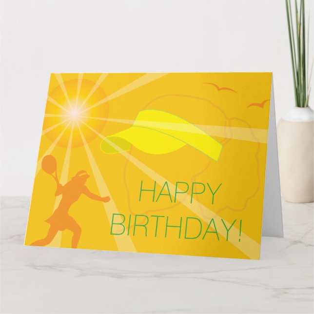 Grande carte d'anniversaire de tennis surdimension (Devant)