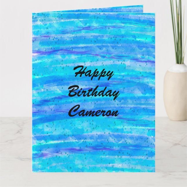 Grande carte d'anniversaire | Personnalisé bleu et (Devant)