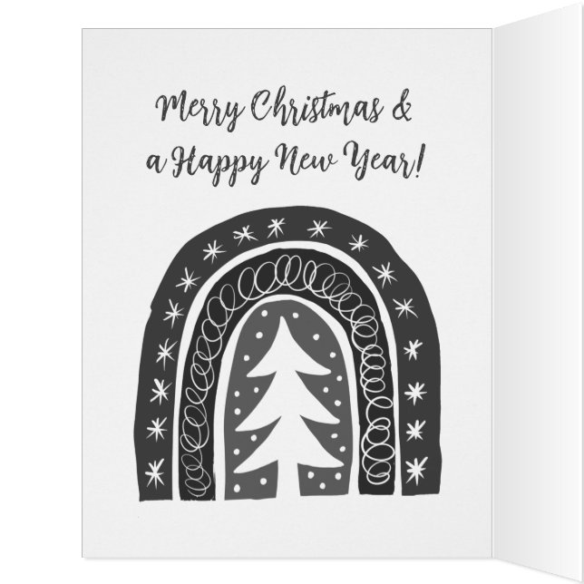 Grande carte de Noël avec dessin d'arbre de Noël B (Intérieur (Gauche))