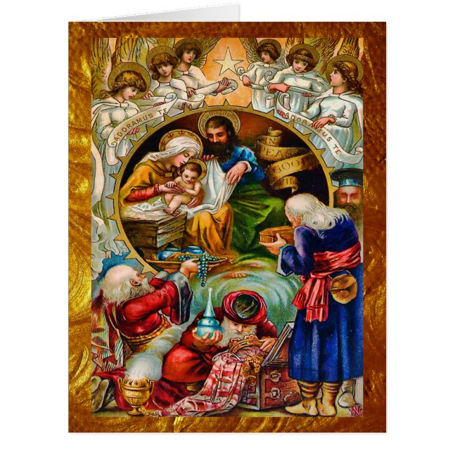Grande carte de Noël d'or (Devant)
