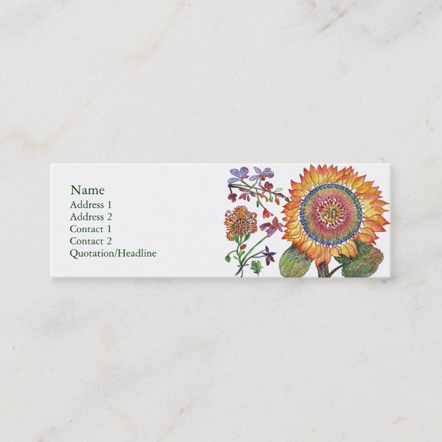 Grande carte de profil de fleur de soleil (Devant)