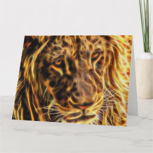Grande carte de voeux de lion doux par des
