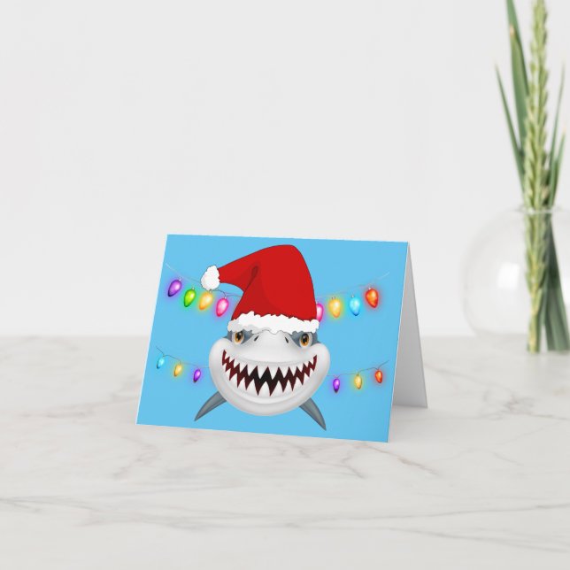 Grande carte de voeux Noël de requin blanc (Devant)