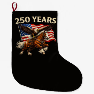 Grande Chaussette De Noël 250e anniversaire USA Cheval de l'Ouest Aigle
