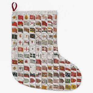 Grande Chaussette De Noël Affiche des drapeaux nautiques antiques du monde