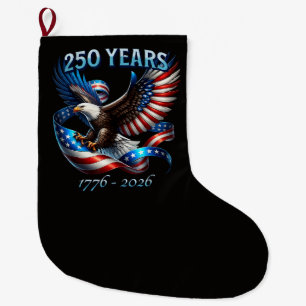 Grande Chaussette De Noël Aigle et drapeau patriotiques 250 ans 1776-2026