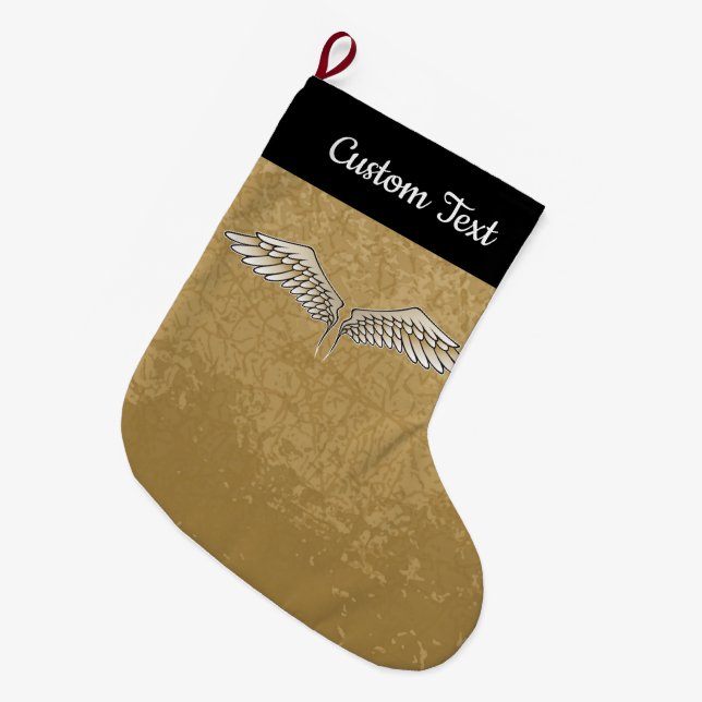 Grande Chaussette De Noël Ailes beiges Noël Stocking (Devant (Accrochage))