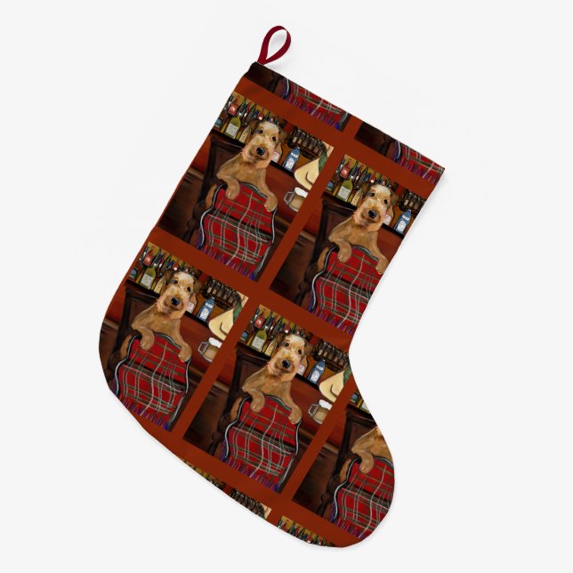 Grande Chaussette De Noël Airedale Terrier (Devant (Accrochage))