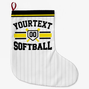 Grande Chaussette De Noël AJOUT PERSONNALISÉ NOM Softball Player Varsity Tea