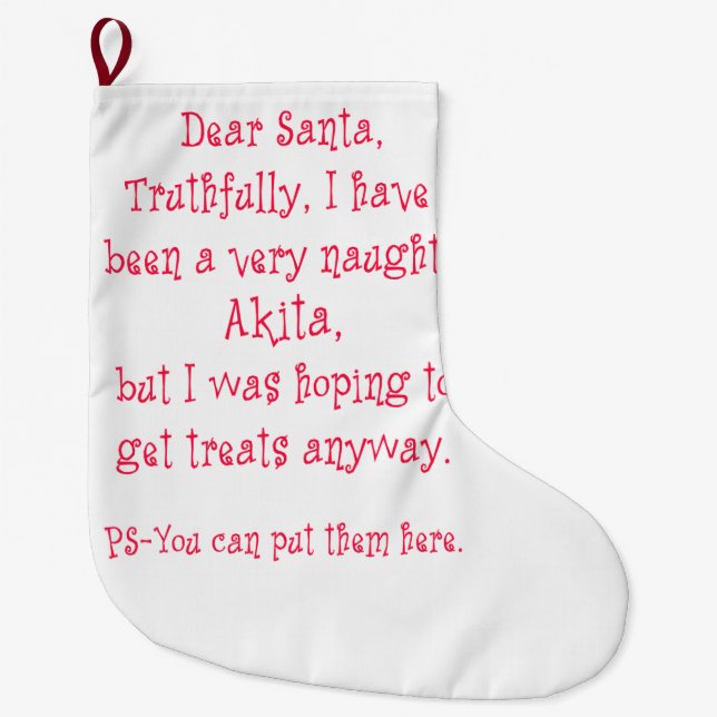 Grande Chaussette De Noël Akita vilain (Devant)