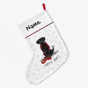 Grande Chaussette De Noël Allons-y ! Black Labrador Retriever - mignon chien