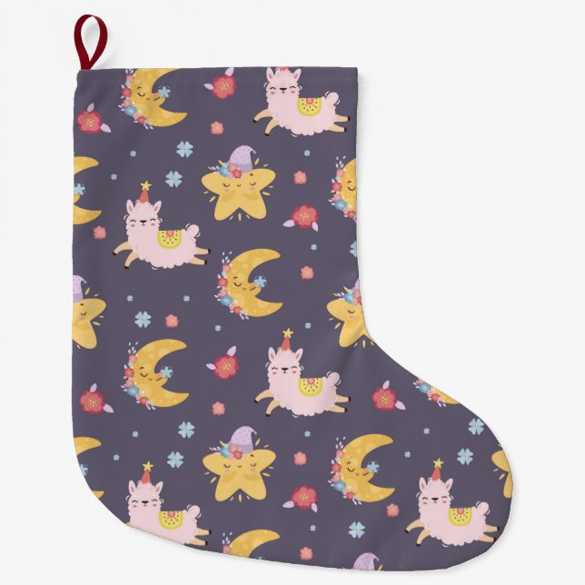 Grande Chaussette De Noël Alpacas/Llamas (Devant)