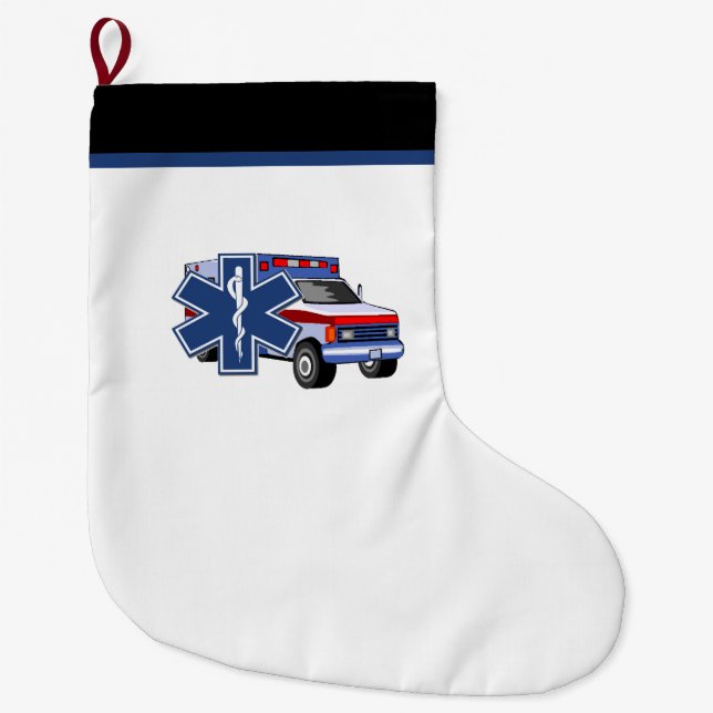 Grande Chaussette De Noël Ambulance de l'infirmier SME d'EMT (Devant)