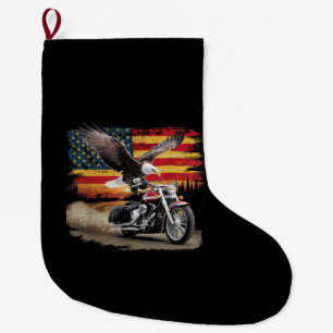 Grande Chaussette De Noël American Flag Mocycle Tshirt USA Flag Bike Ret