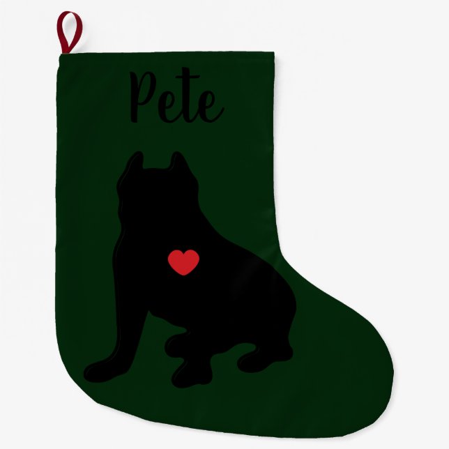 Grande Chaussette De Noël American Pit Bull Terrier Silhouette (Devant)