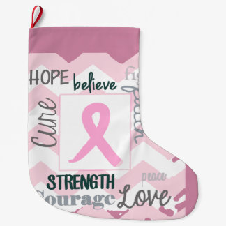 Grande Chaussette De Noël Amour, la vie, bas de cancer du sein d'espoir