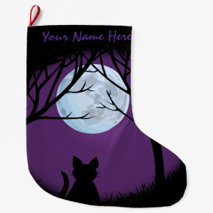 Grande Chaussette De Noël Amoureux des chats Noël Stocking Customisé
