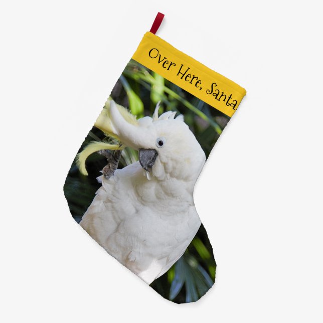 Grande Chaussette De Noël Amusante Vagues D'Oiseaux De Cockatoo Au Sulfure (Devant (Accrochage))