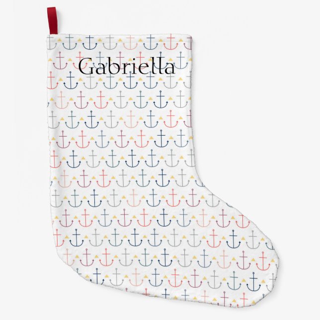 Grande Chaussette De Noël Ancres bleues (Devant)