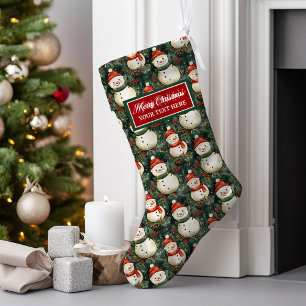 Grande Chaussette De Noël Aquarelle classique Noël Stocking personnalisé