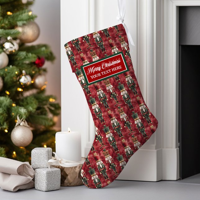 Grande Chaussette De Noël Aquarelle de Noël personnalisée classique (Unique Watercolor Christmas Stocking Personalized Gift)