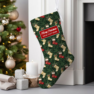 Grande Chaussette De Noël Aquarelle personnalisée Noël Stocking classique
