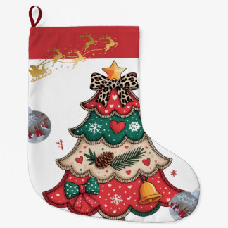 Grande Chaussette De Noël Arbre de Noël Moderne Coloré