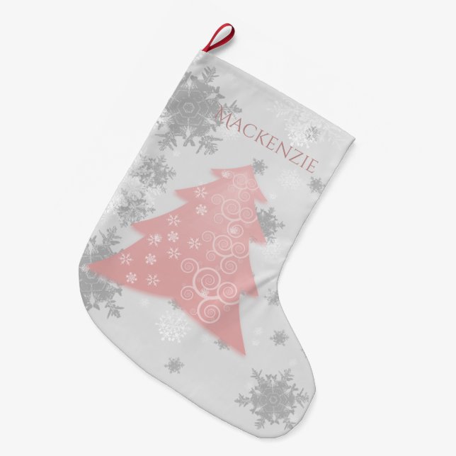 Grande Chaussette De Noël Arbre de Noël rose Festive Stocking (Devant (Accrochage))