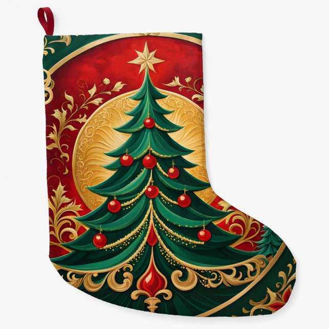 Grande Chaussette De Noël Arbre de Noël Stockage de vacances (Devant)
