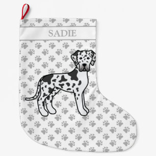 Grande Chaussette De Noël Arlequin Noir et Blanc Grand Danse Mignet Chien et