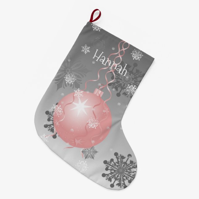 Grande Chaussette De Noël Arnament de Noël rose fantaisie (Devant (Accrochage))