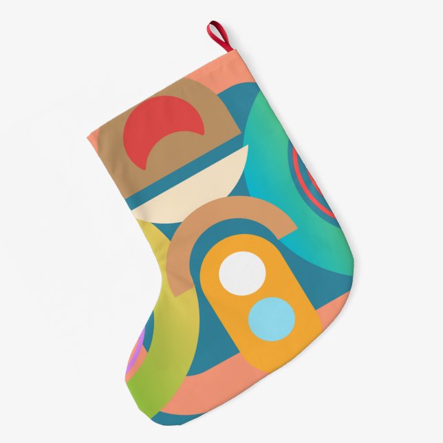 Grande Chaussette De Noël Art Déco Abstrait Personnalisé Moderne (Dos (Accrochage))