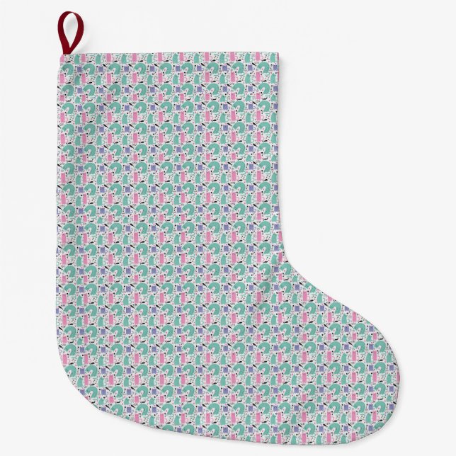 Grande Chaussette De Noël Art du chat | Cute Cat Rainbows (Devant)