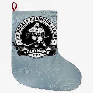 Grande Chaussette De Noël Athlète de l'équipe de patinoire du joueur de hock