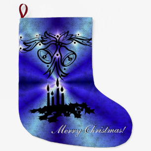 Grande Chaussette De Noël Avent, Artdeco de Noël sur bleu vert arc-en-ciel