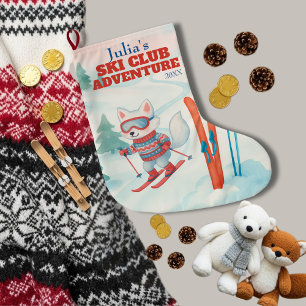 Grande Chaussette De Noël Aventure du Club de Ski Bébé Renard Arctique