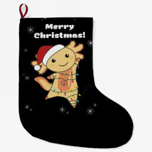 Grande Chaussette De Noël Axolotl Joyeux Noël Animaux d'hiver Axolotls