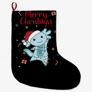 Grande Chaussette De Noël Axolotl Joyeux Noël Animaux d'hiver Axolotls