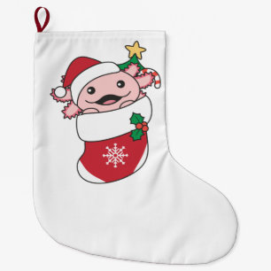 Grande Chaussette De Noël Axolotl Noël Neige Animaux d'hiver Axolotls