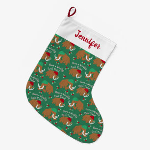 Grande Chaussette De Noël Ayez un Cool en laine Yule Wooly Mammoh Motisé