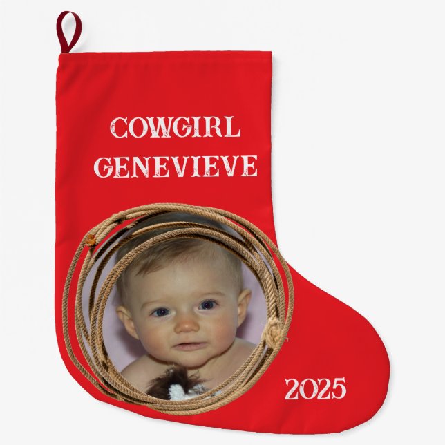 Grande Chaussette De Noël Baby Cowgirl First Christmas Stocking (Devant)
