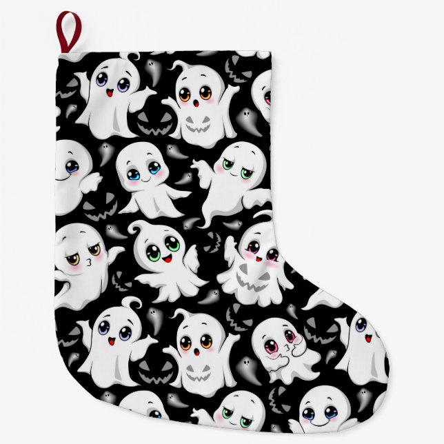 Grande Chaussette De Noël Baby Ghosts Éffrayant mignon Halloween humeur (Devant)