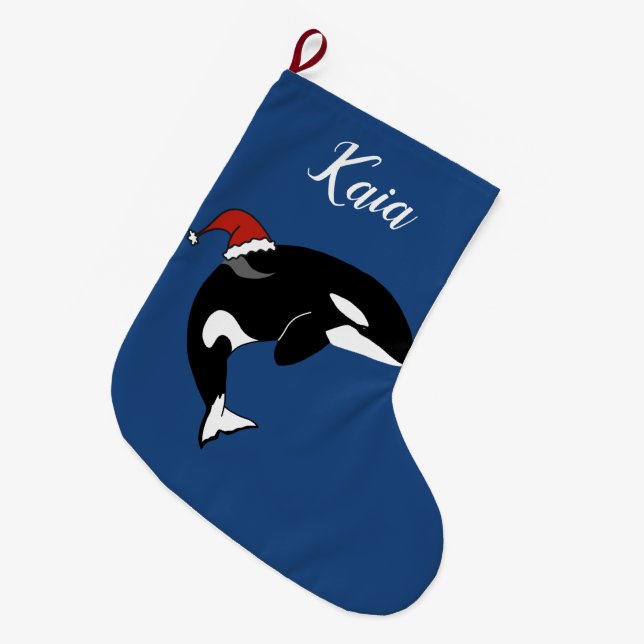 Grande Chaussette De Noël Baleine tueuse Orca Christmas (Devant (Accrochage))